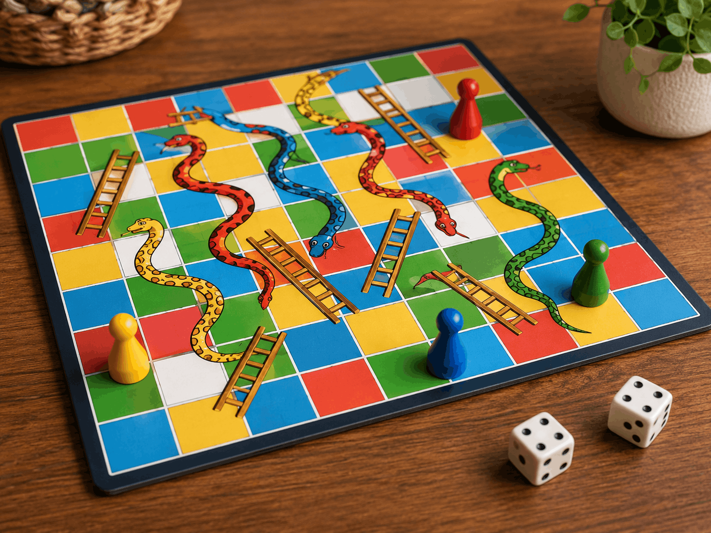 Colourful Snakes and Ladders board game